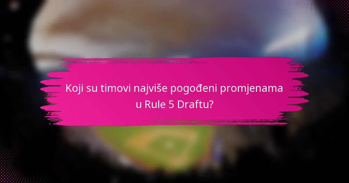 Koji su timovi najviše pogođeni promjenama u Rule 5 Draftu?